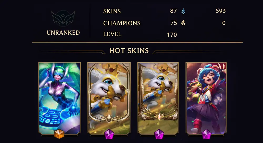 UNRANKED - 170 LVL - 87 SKIN