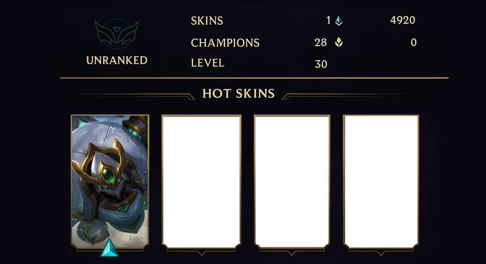 UNRANKED - 30 LVL - 1 SKIN