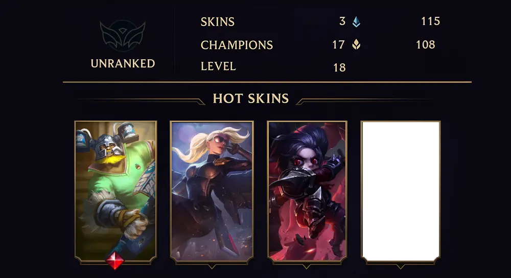 UNRANKED - 18 LVL - 3 SKIN