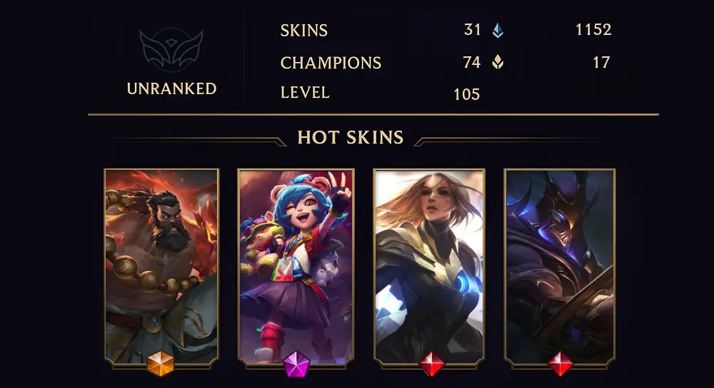 UNRANKED - 105 LVL - 31 SKIN