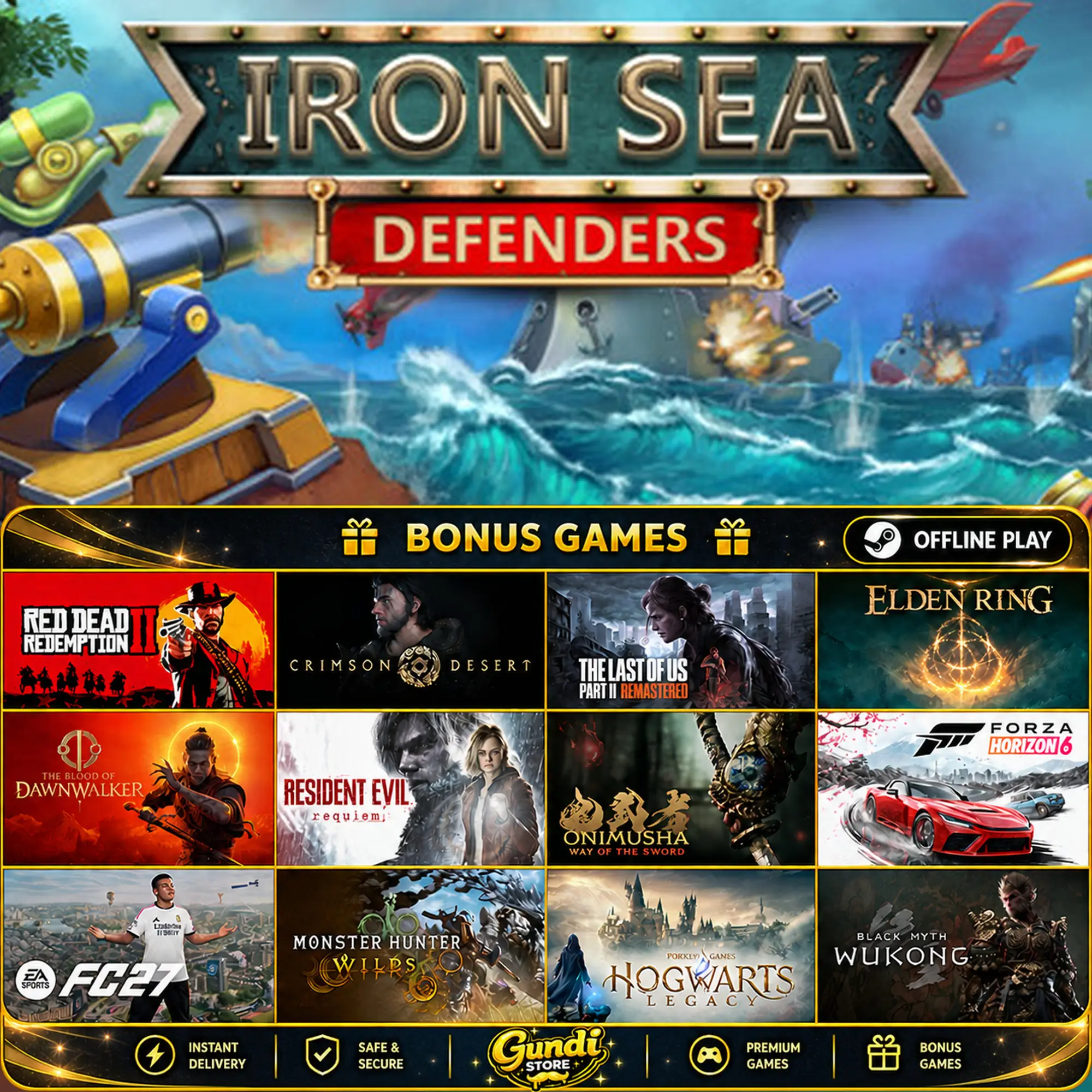 [AUTO CODE] - Iron Sea Defenders + BONUS GAME