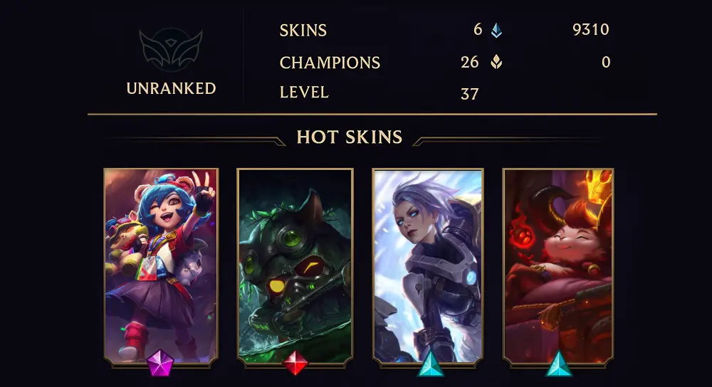 UNRANKED - 37 LVL - 6 SKIN