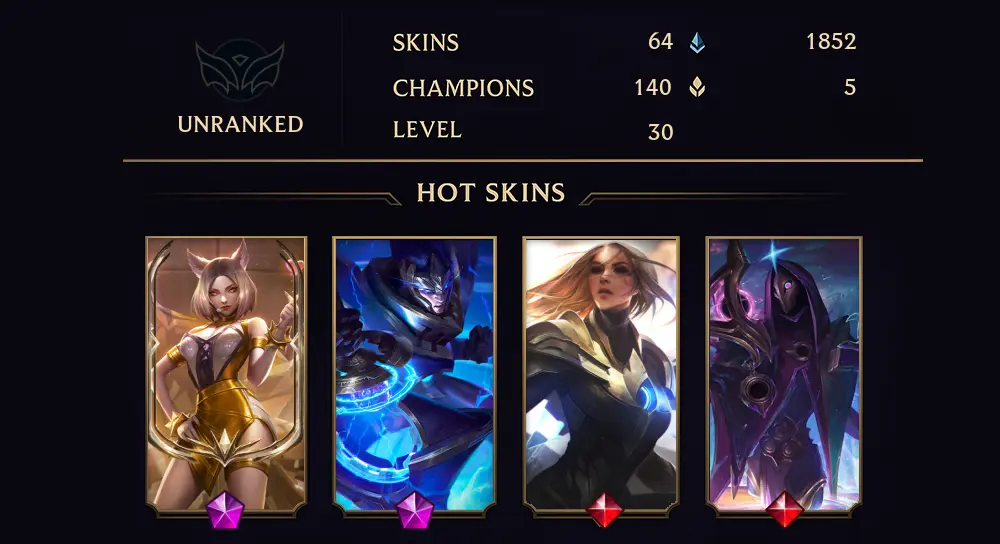 UNRANKED - 30 LVL - 64 SKIN