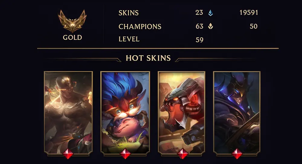 GOLD I - 59 LVL - 23 SKIN
