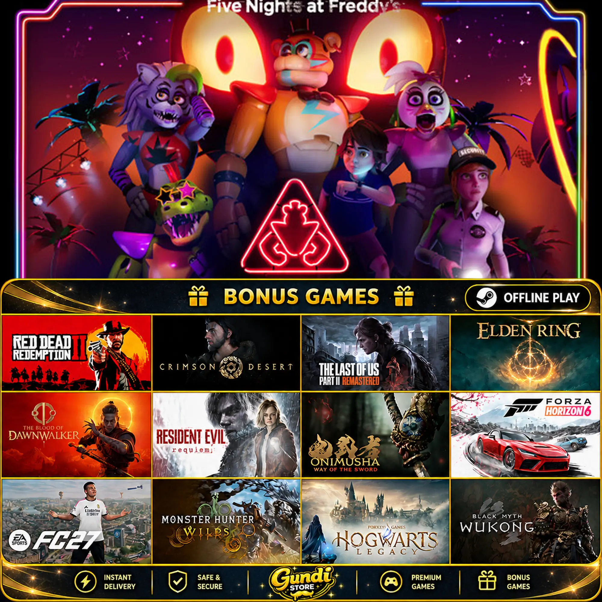 [AUTO CODE] - Five Nights at Freddy's_ Security Breach + BONUS GAME