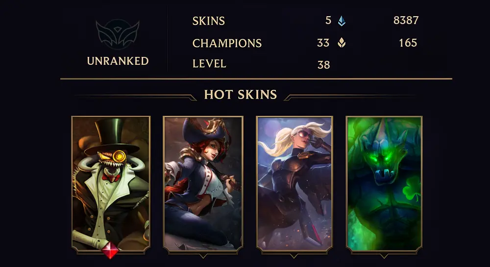 UNRANKED - 38 LVL - 5 SKIN