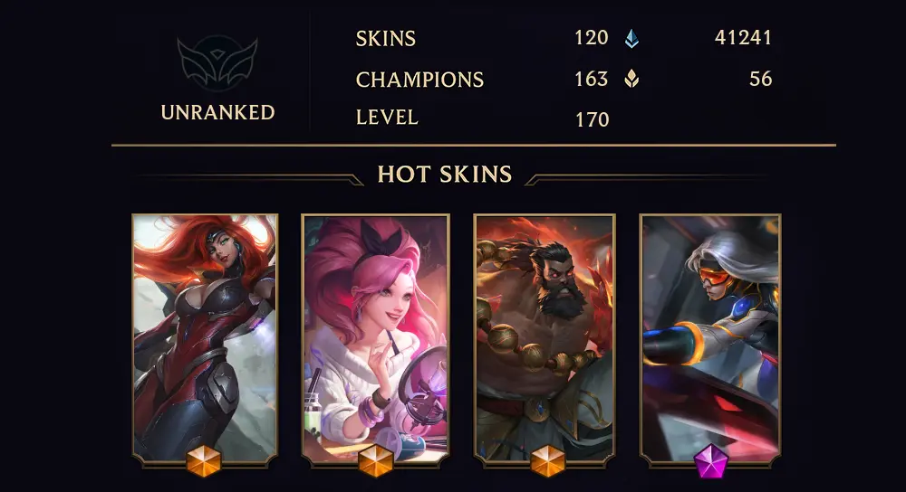 UNRANKED - 170 LVL - 120 SKIN