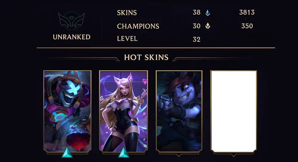 UNRANKED - 32 LVL - 38 SKIN