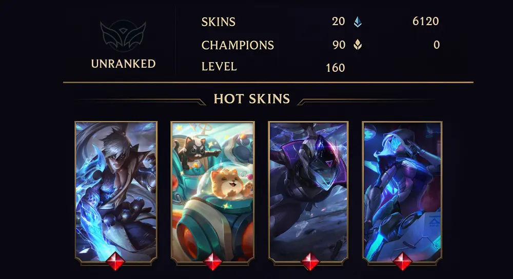 LAS - UNRANKED - 160 LVL - 20 SKIN