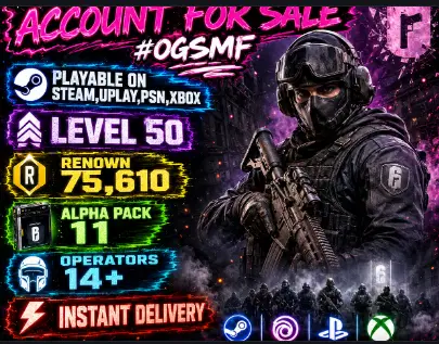 All Platforms - Ranked Ready - Level 50+ - 75,610 Renown - 11 Alpha Packs - 20+ Operators