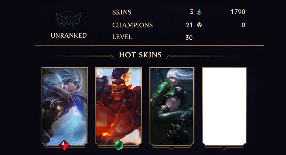 UNRANKED - 30 LVL - 3 SKIN