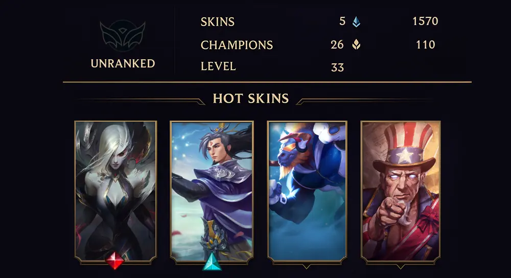 UNRANKED - 33 LVL - 5 SKIN