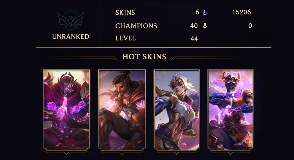 UNRANKED - 44 LVL - 6 SKIN