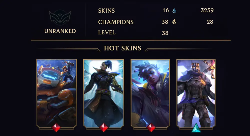 UNRANKED - 38 LVL - 16 SKIN