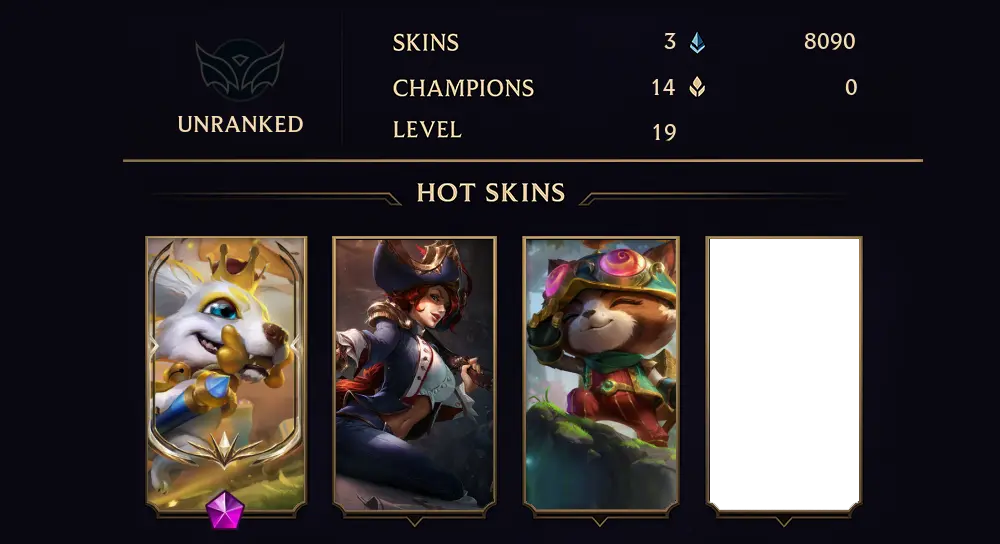 UNRANKED - 19 LVL - 3 SKIN