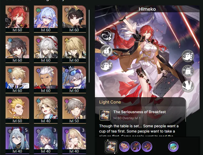 EU - Trailblaze Level: 48 - 31 CHARACTERS - E1 Himeko - Robin • Summeretto - Dan Heng • Permansor Terrae - Jing Yuan - Luocha - Gepard - Archer - Silver Wolf - Gilgamesh - Yanqing