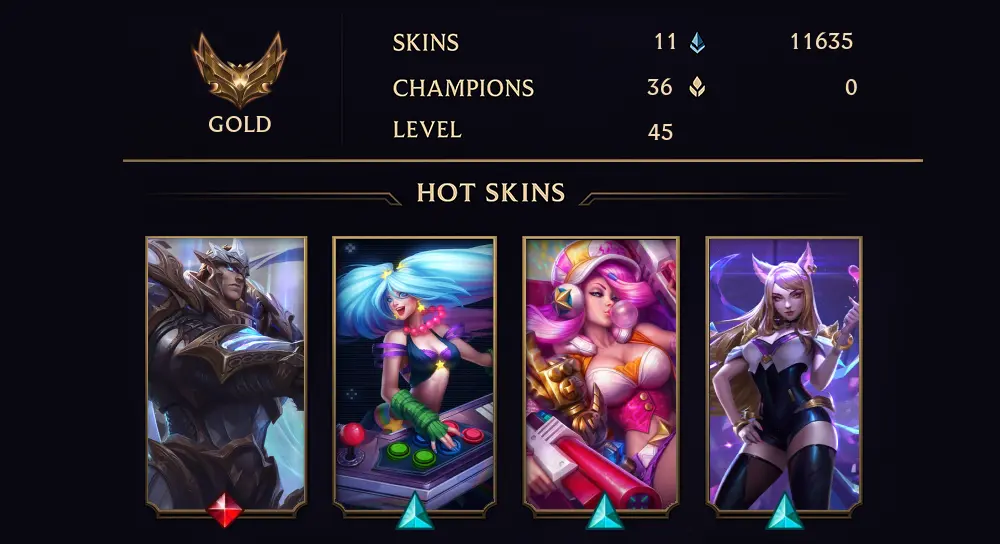GOLD II - 45 LVL - 11 SKIN