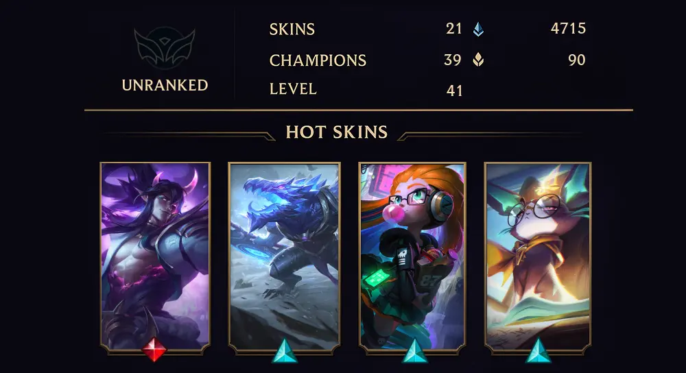 UNRANKED - 41 LVL - 21 SKIN