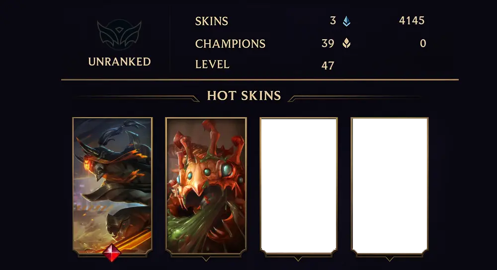 UNRANKED - 47 LVL - 3 SKIN