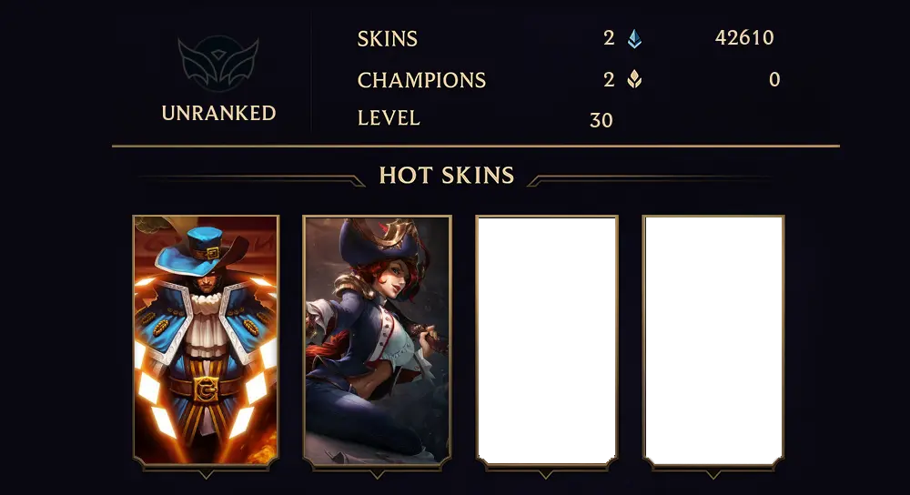 UNRANKED - 30 LVL - 2 SKIN