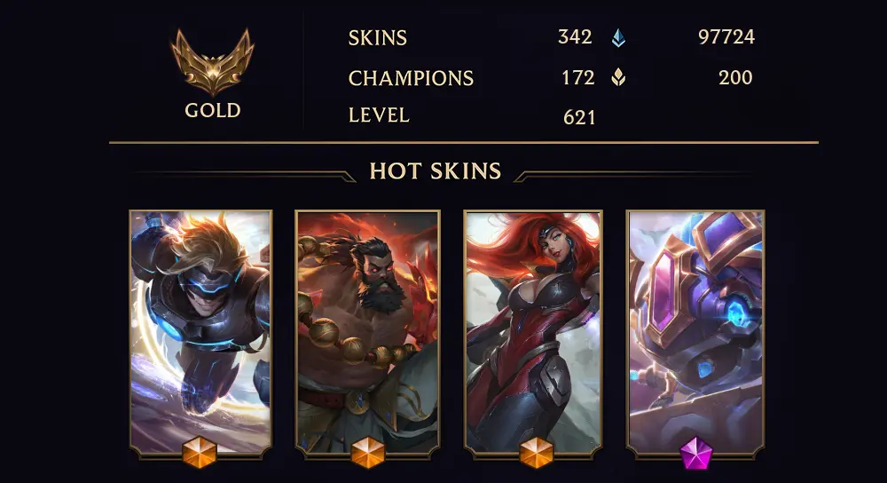 GOLD I - 621 LVL - 342 SKIN