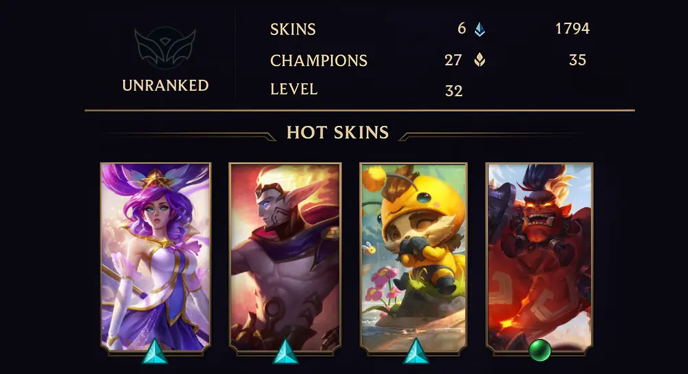 UNRANKED - 32 LVL - 6 SKIN