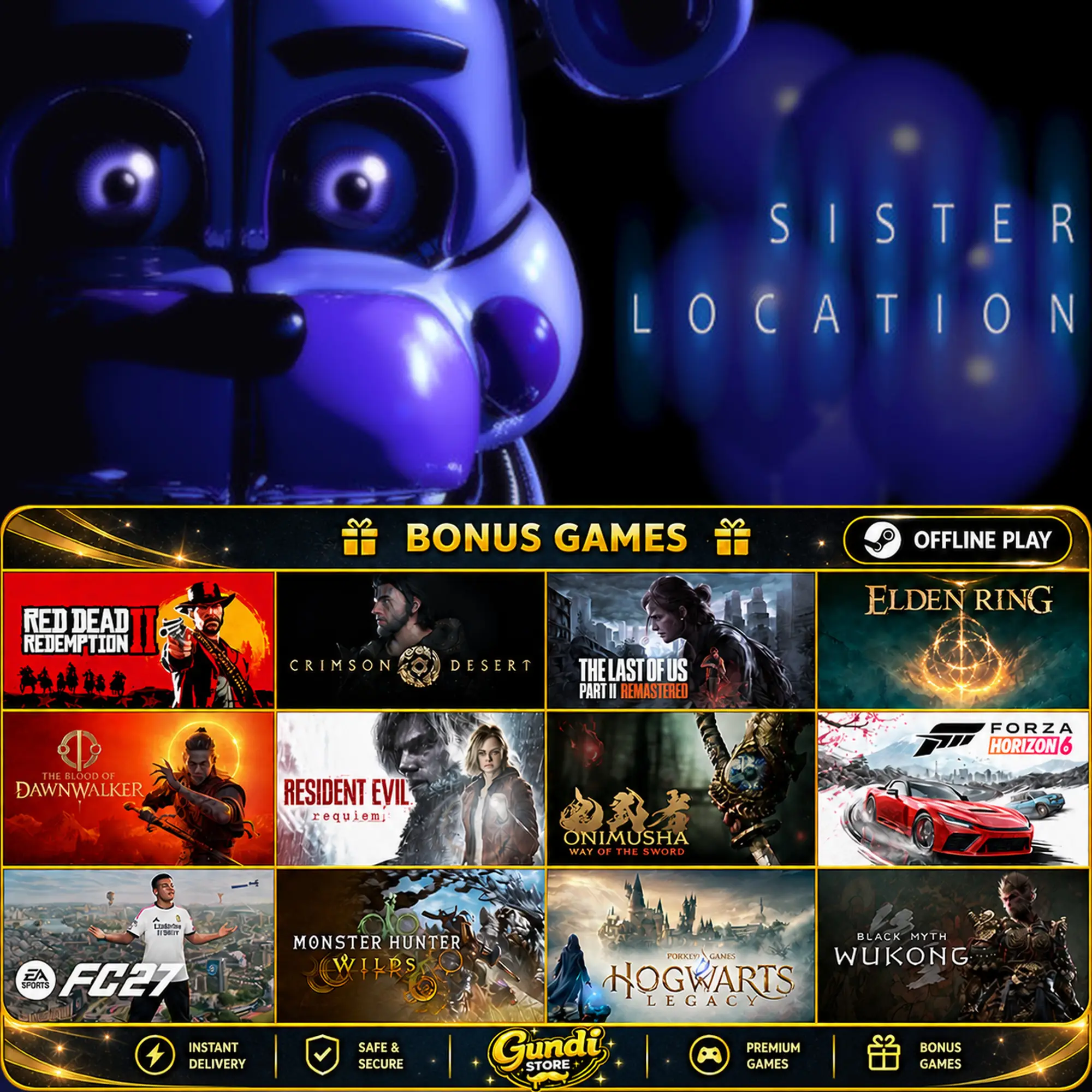 [AUTO CODE] - Five Nights at Freddy's_ Sister Location + BONUS GAME