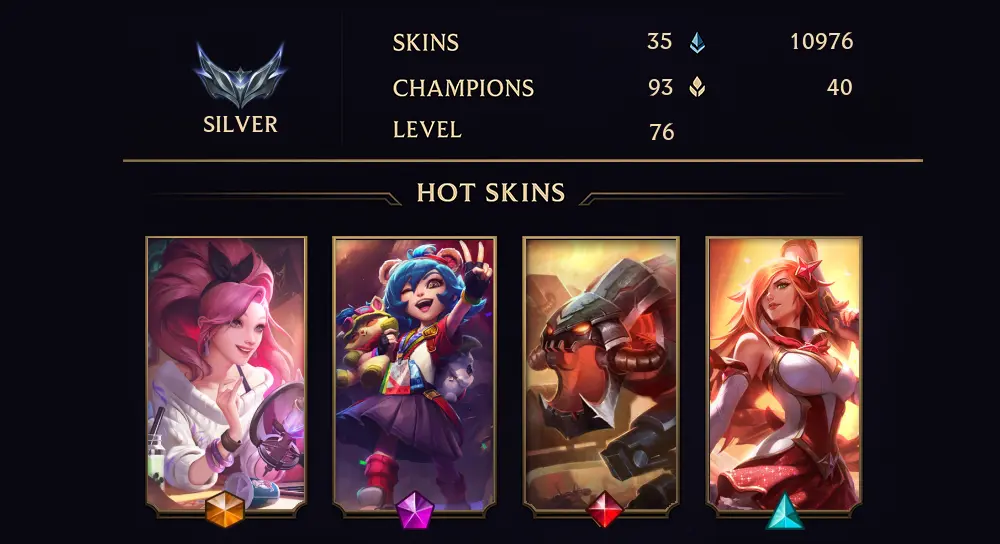 EUW - SILVER III - 76 LVL - 35 SKIN