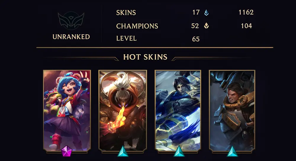 UNRANKED - 65 LVL - 17 SKIN