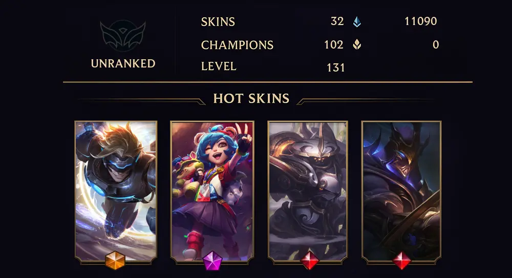 UNRANKED - 131 LVL - 32 SKIN