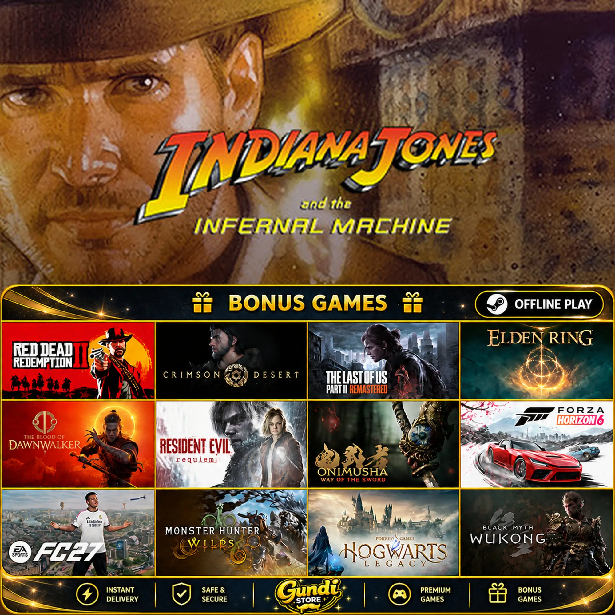 [AUTO CODE] - Indiana Jones and the Infernal Machine + BONUS GAME