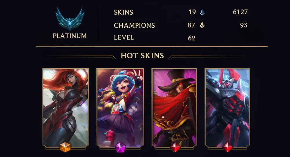 PLATINUM IV - 62 LVL - 19 SKIN