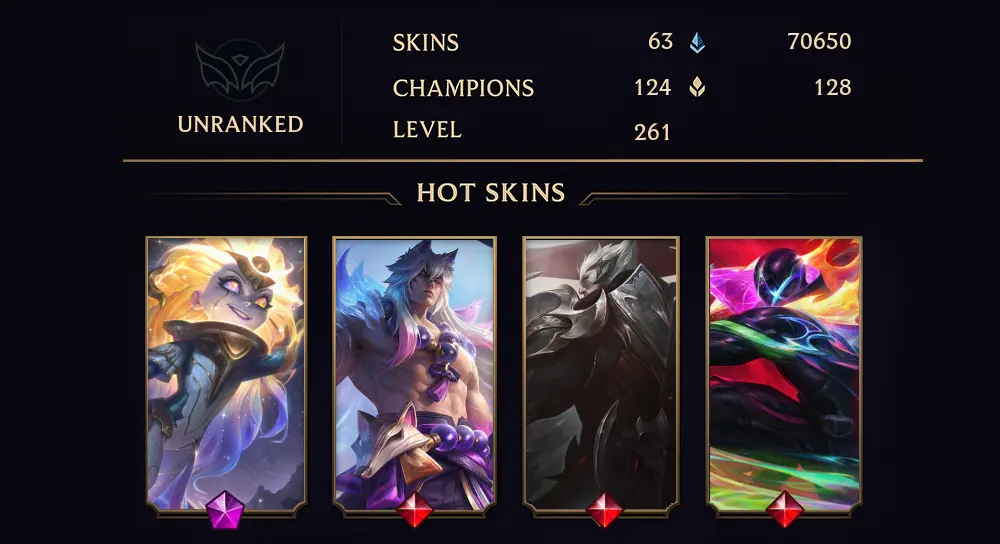 UNRANKED - 261 LVL - 63 SKIN