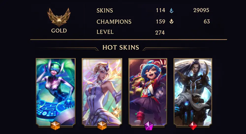 GOLD II - 274 LVL - 114 SKIN