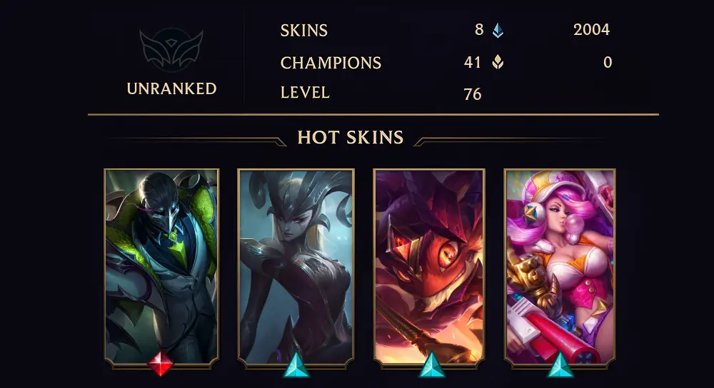 UNRANKED - 76 LVL - 8 SKIN