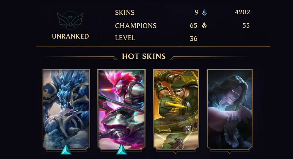 UNRANKED - 36 LVL - 9 SKIN