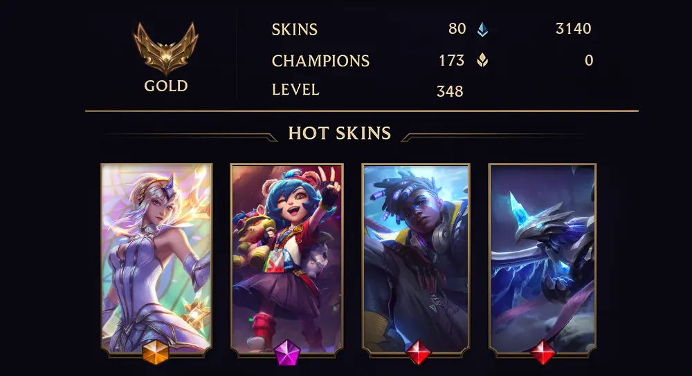 GOLD IV - 348 LVL - 80 SKIN