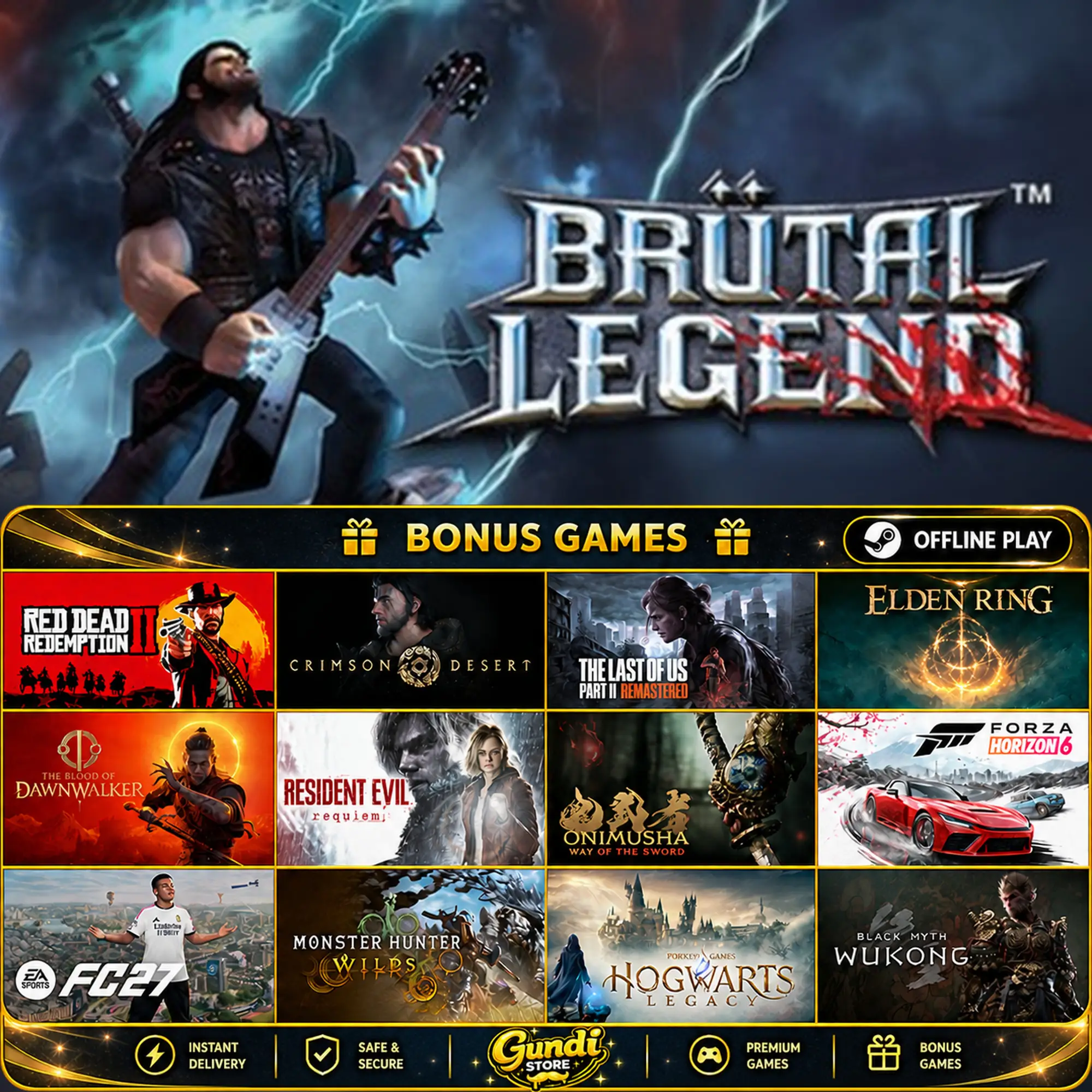 [AUTO CODE] - Brütal Legend + BONUS GAME