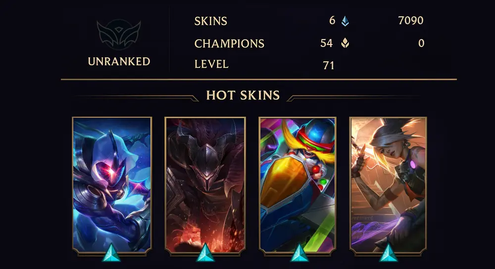 UNRANKED - 71 LVL - 6 SKIN