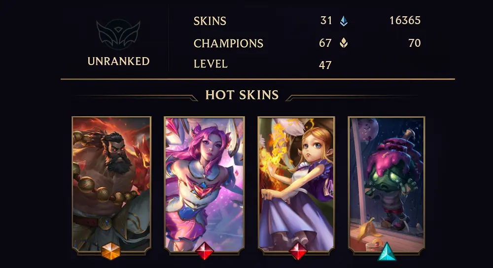 UNRANKED - 47 LVL - 31 SKIN
