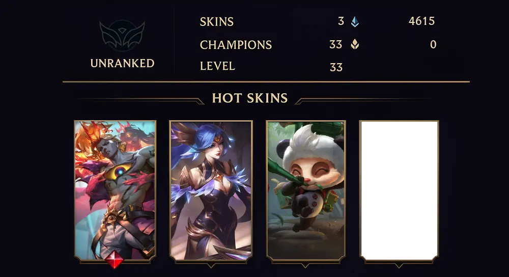 UNRANKED - 33 LVL - 3 SKIN