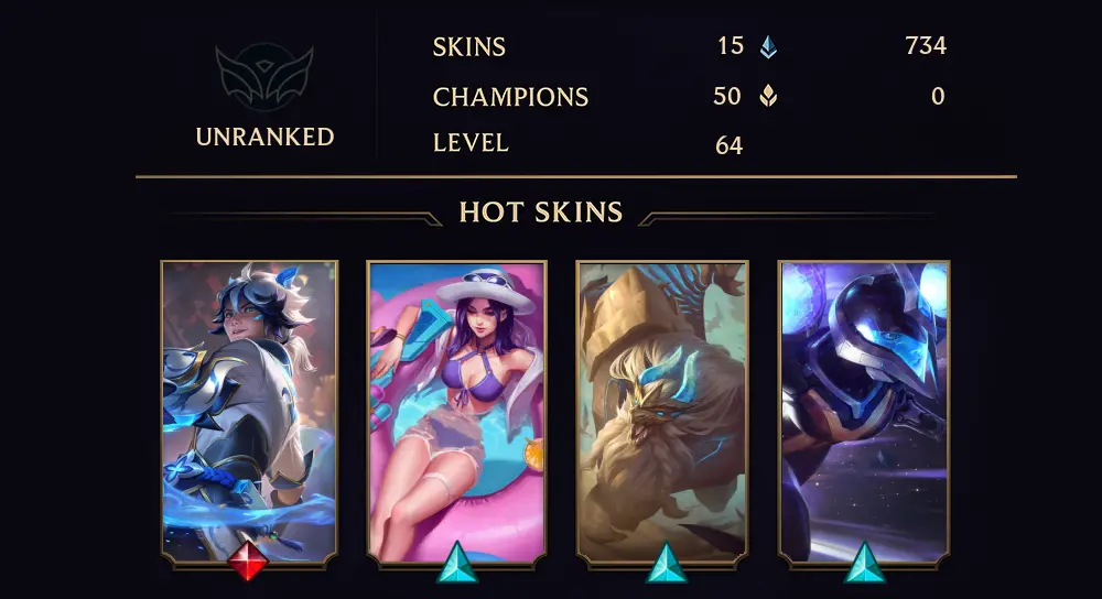 UNRANKED - 64 LVL - 15 SKIN