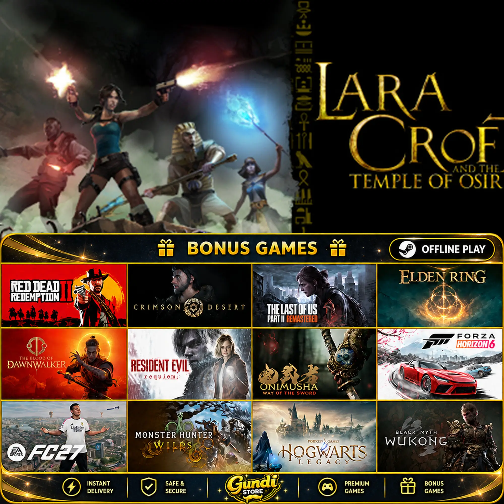 [AUTO CODE] - Lara Croft and the Temple of Osiris + BONUS GAME