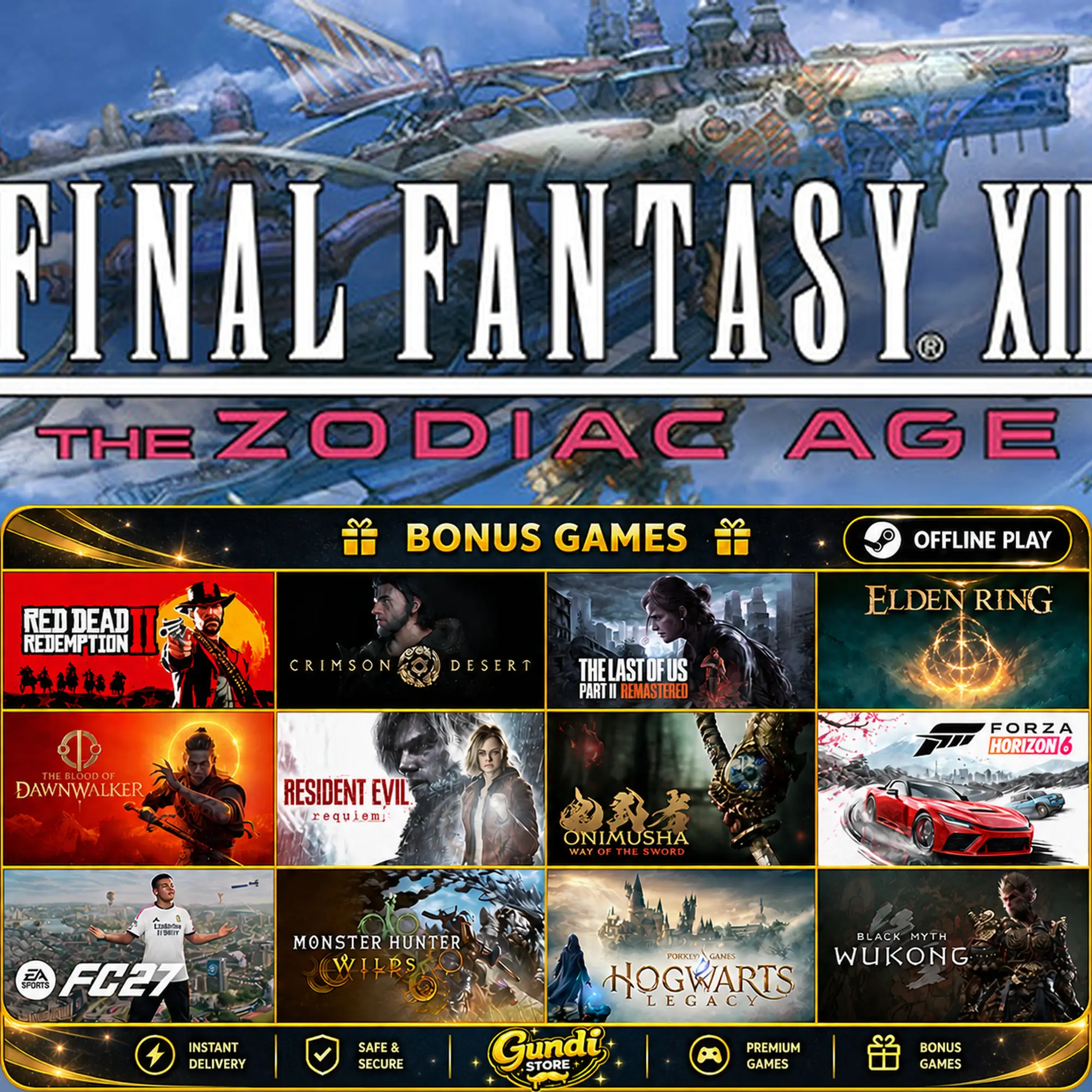[AUTO CODE] - FINAL FANTASY XII THE ZODIAC AGE + BONUS GAME