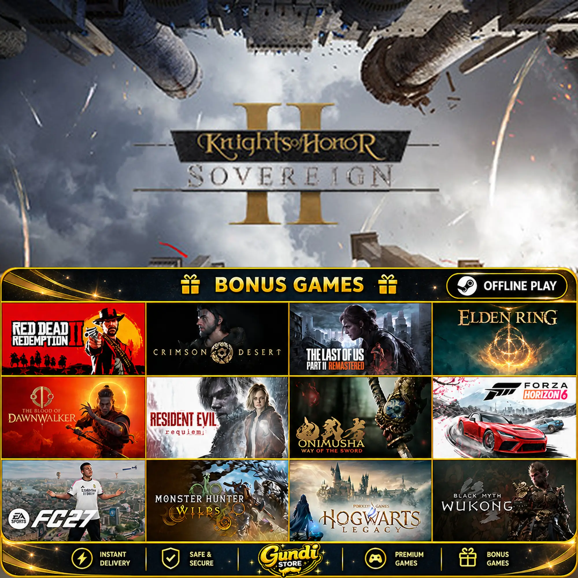 [AUTO CODE] - Knights of Honor II_ Sovereign + BONUS GAME