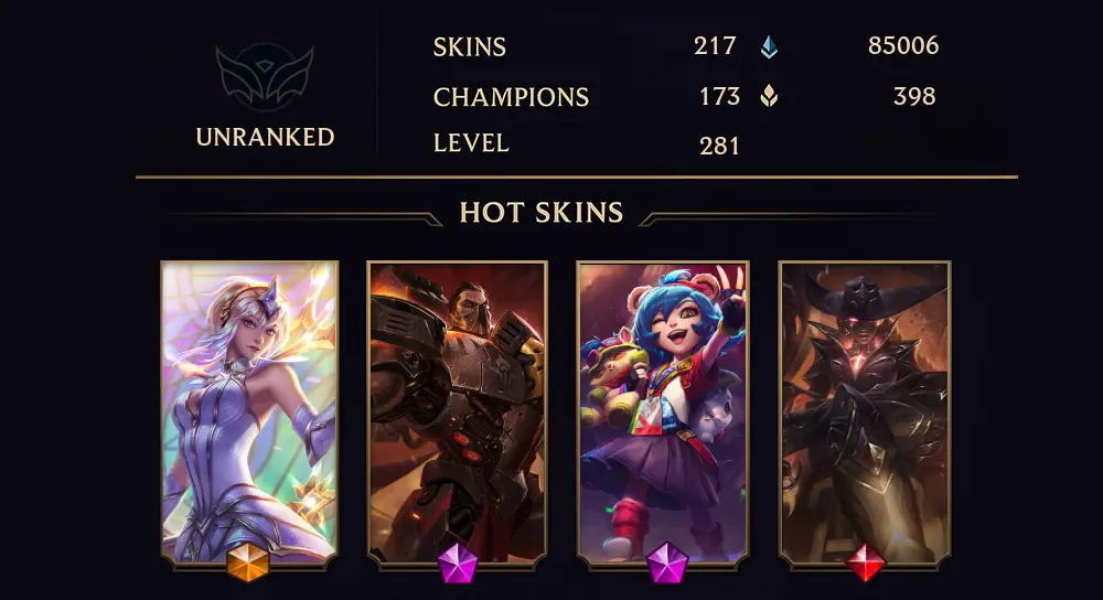 BR - UNRANKED - 281 LVL - 217 SKIN