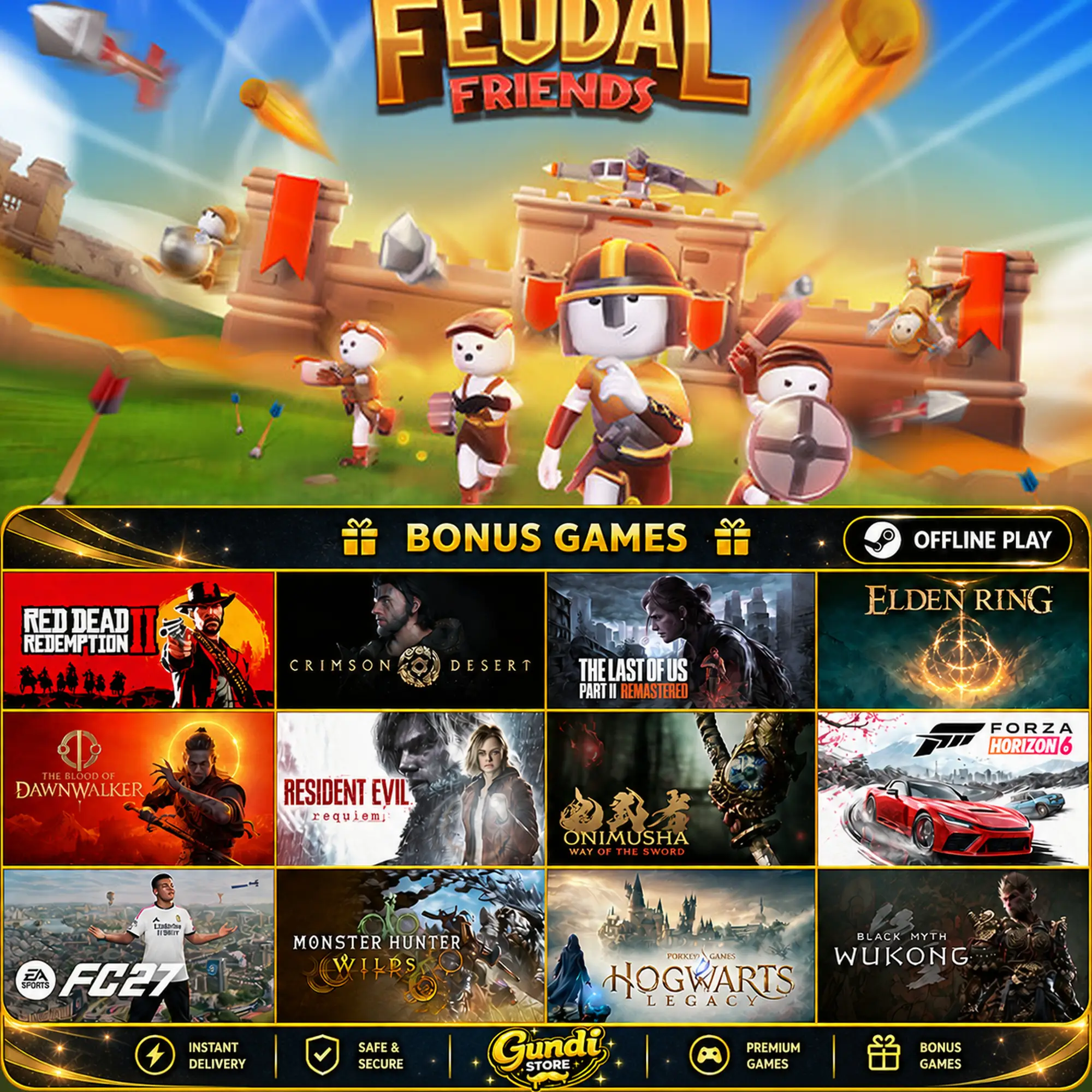 [AUTO CODE] - Feudal Friends + BONUS GAME