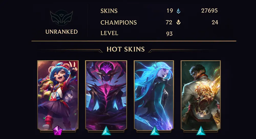 UNRANKED - 93 LVL - 19 SKIN
