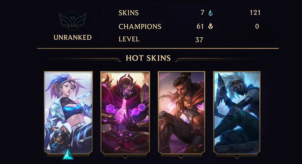 UNRANKED - 37 LVL - 7 SKIN