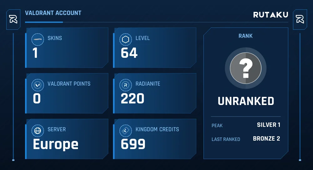 UNRANKED - 64 LVL - 1 SKIN